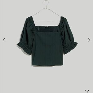 Madewell Dark Green Puff Sleeve Blouse